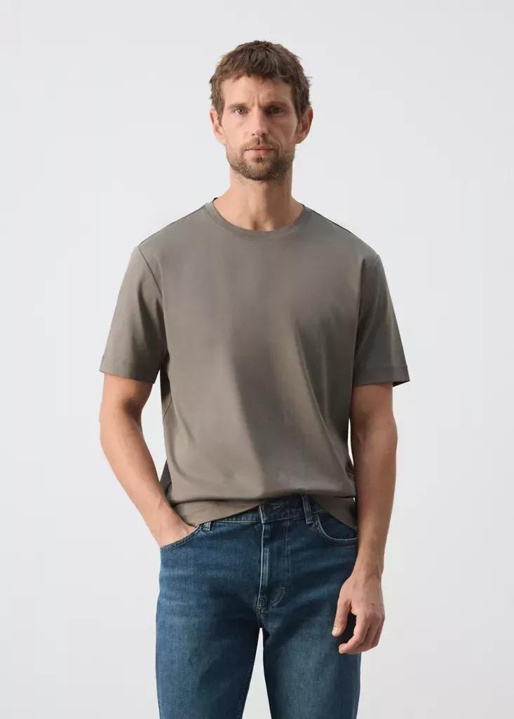 Grey Extra Soft Cotton Regular Fit T-Shirt, Medium Grey, large image number 1