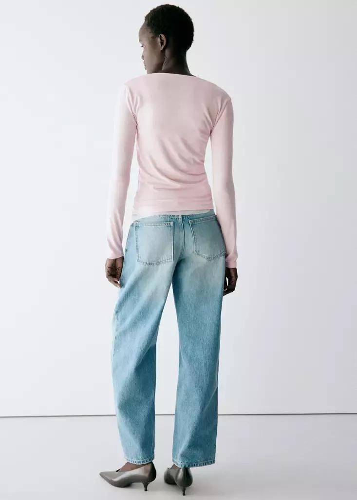 Pink Fitted V-Neck T-Shirt, Pink, large image number 2
