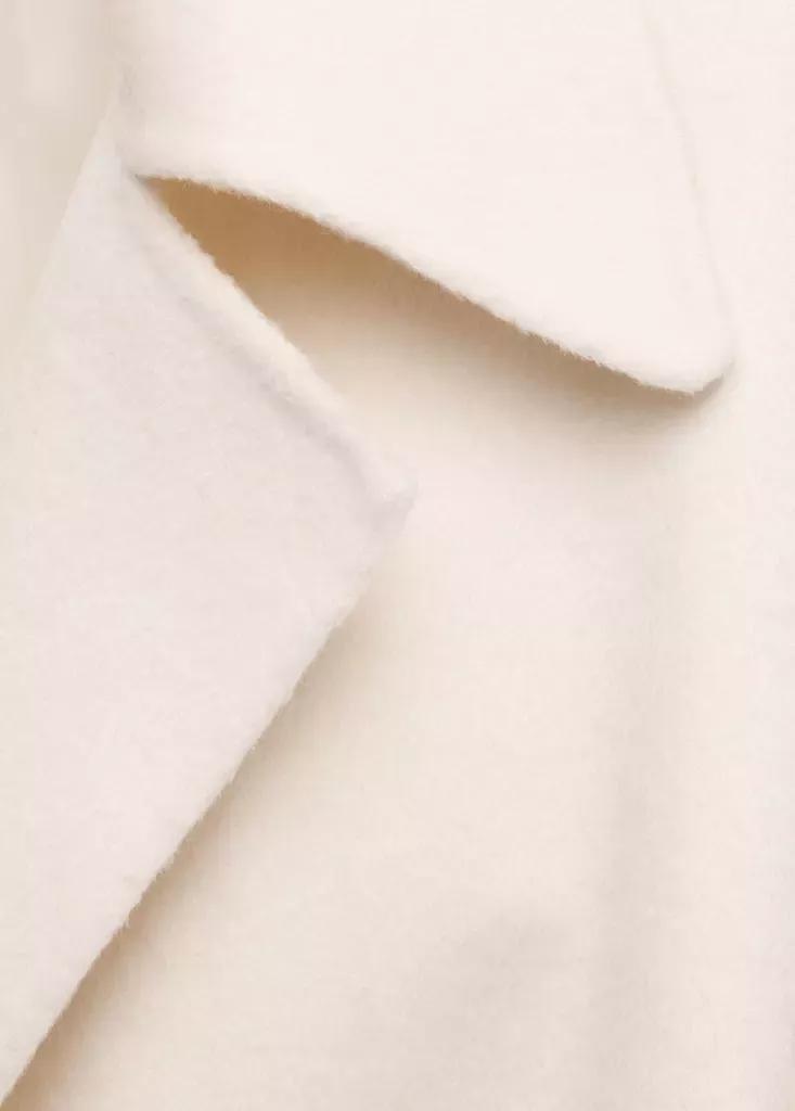 White Woollen Coat With Belt, Natural White, large image number 6