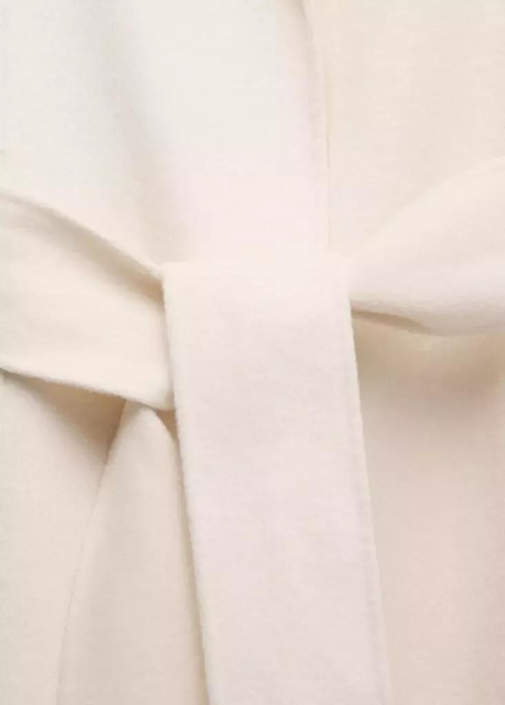 White Woollen Coat With Belt, Natural White, large image number 7