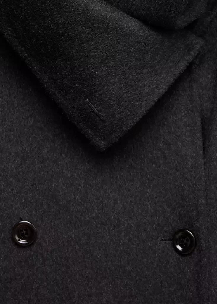 Grey Wool Coat With Detachable Scarf, Dark Grey, large image number 5