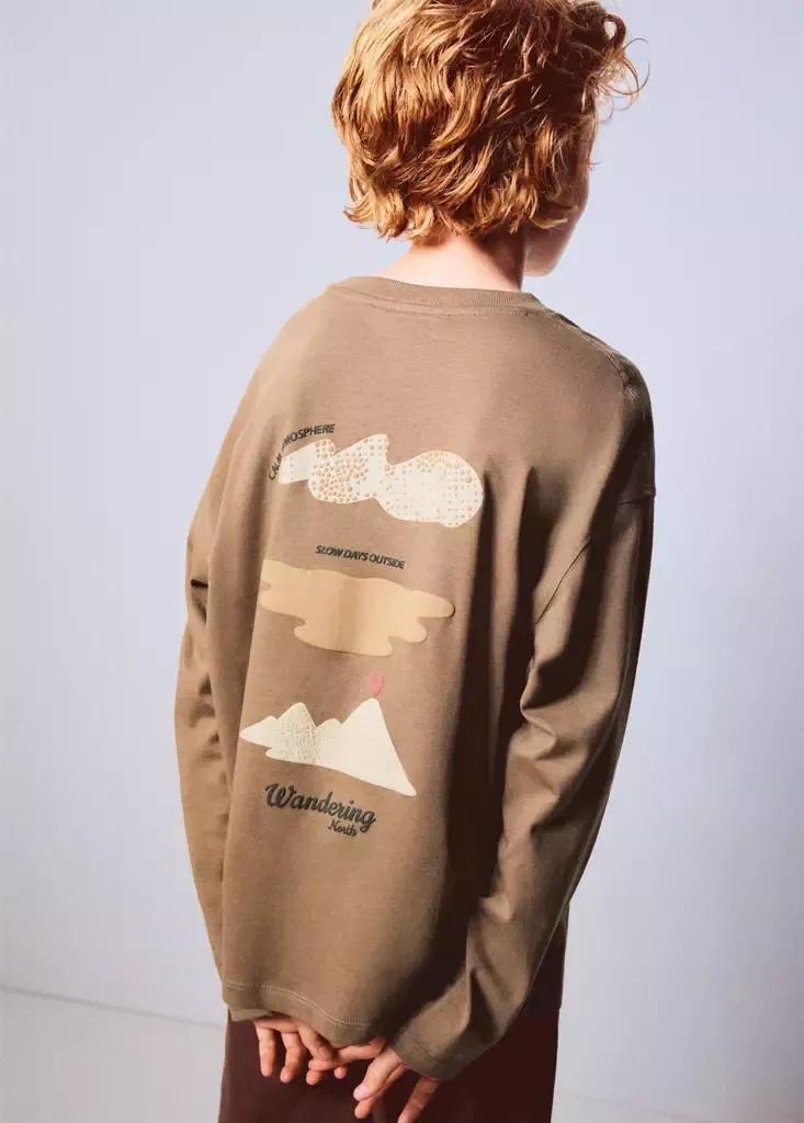 Brown Printed Oversize T-Shirt, Dark Brown, large image number 1