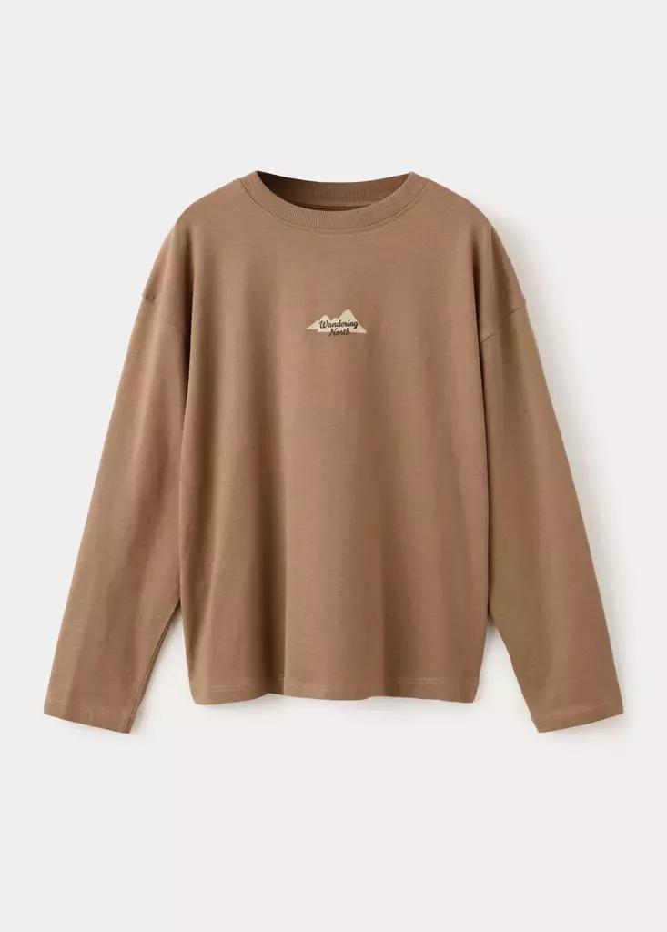 Brown Printed Oversize T-Shirt, Dark Brown, large image number 2