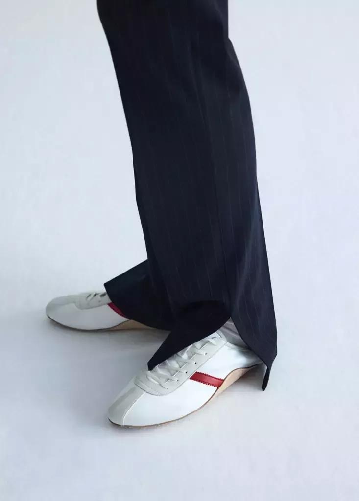 Blue Pinstripe Suit Trousers, Navy, large image number 4
