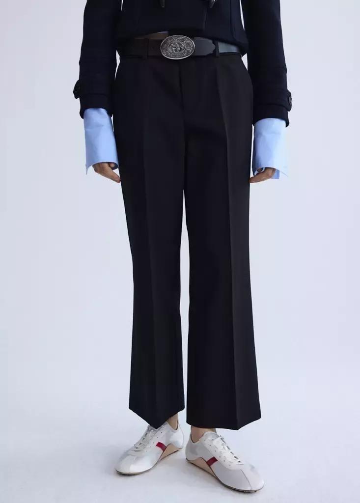Black Low-Rise Cropped Trousers, Black, large image number 1
