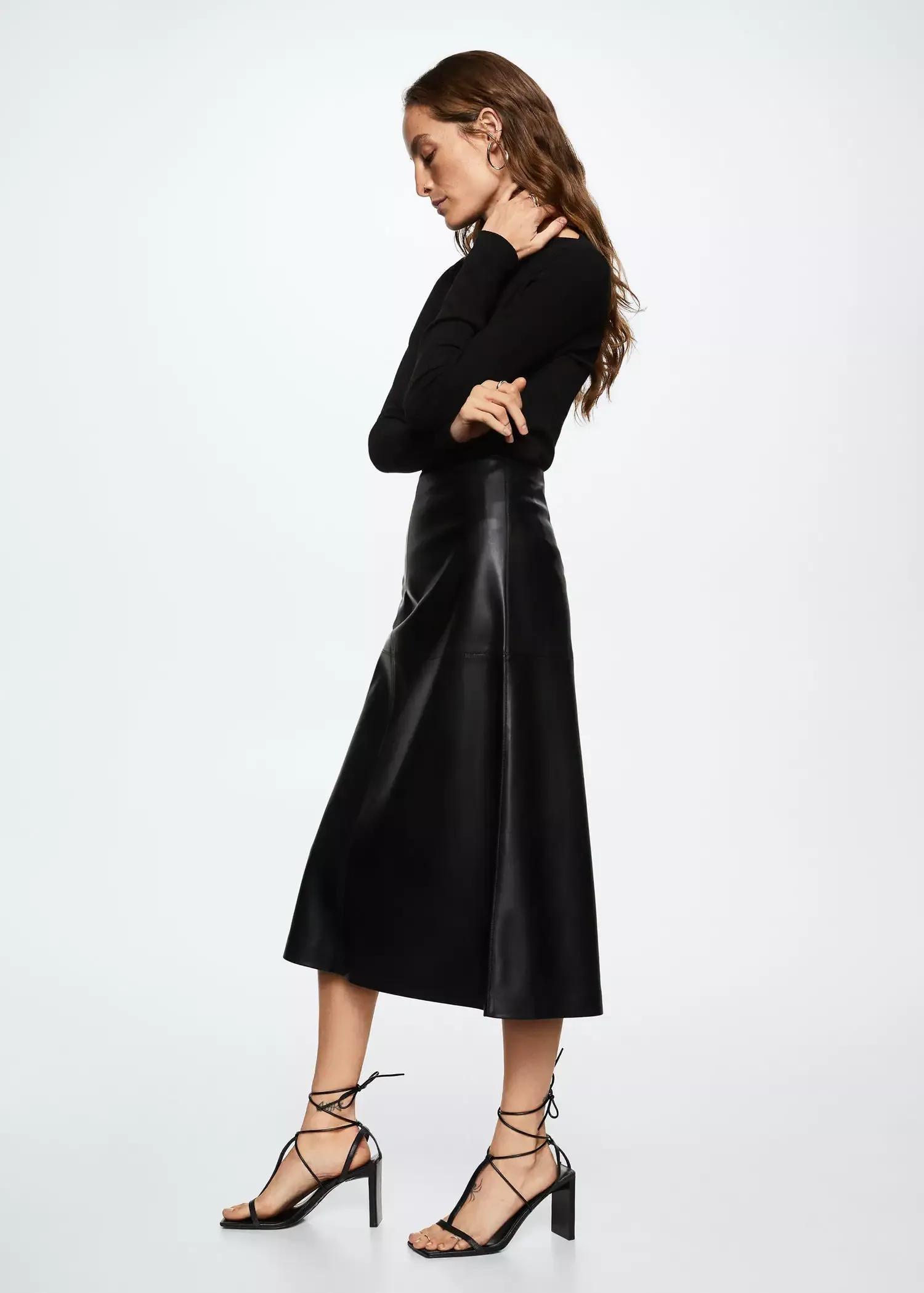 Black Faux-Leather Skirt, , large image number 1