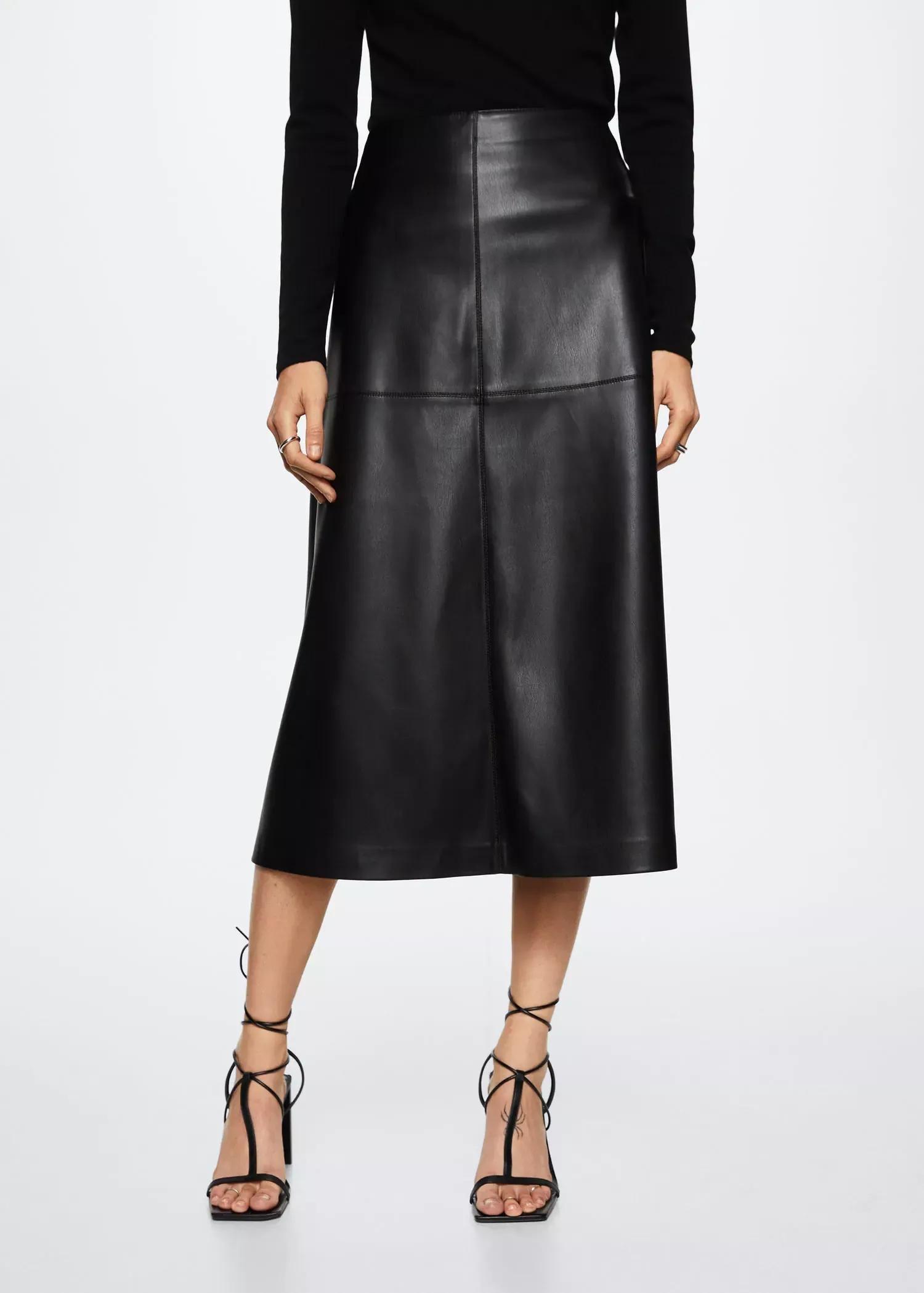 Black Faux-Leather Skirt, , large image number 2