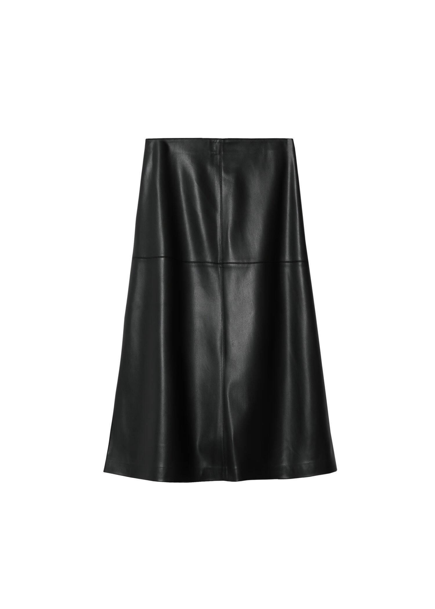 Black Faux-Leather Skirt, , large image number 3