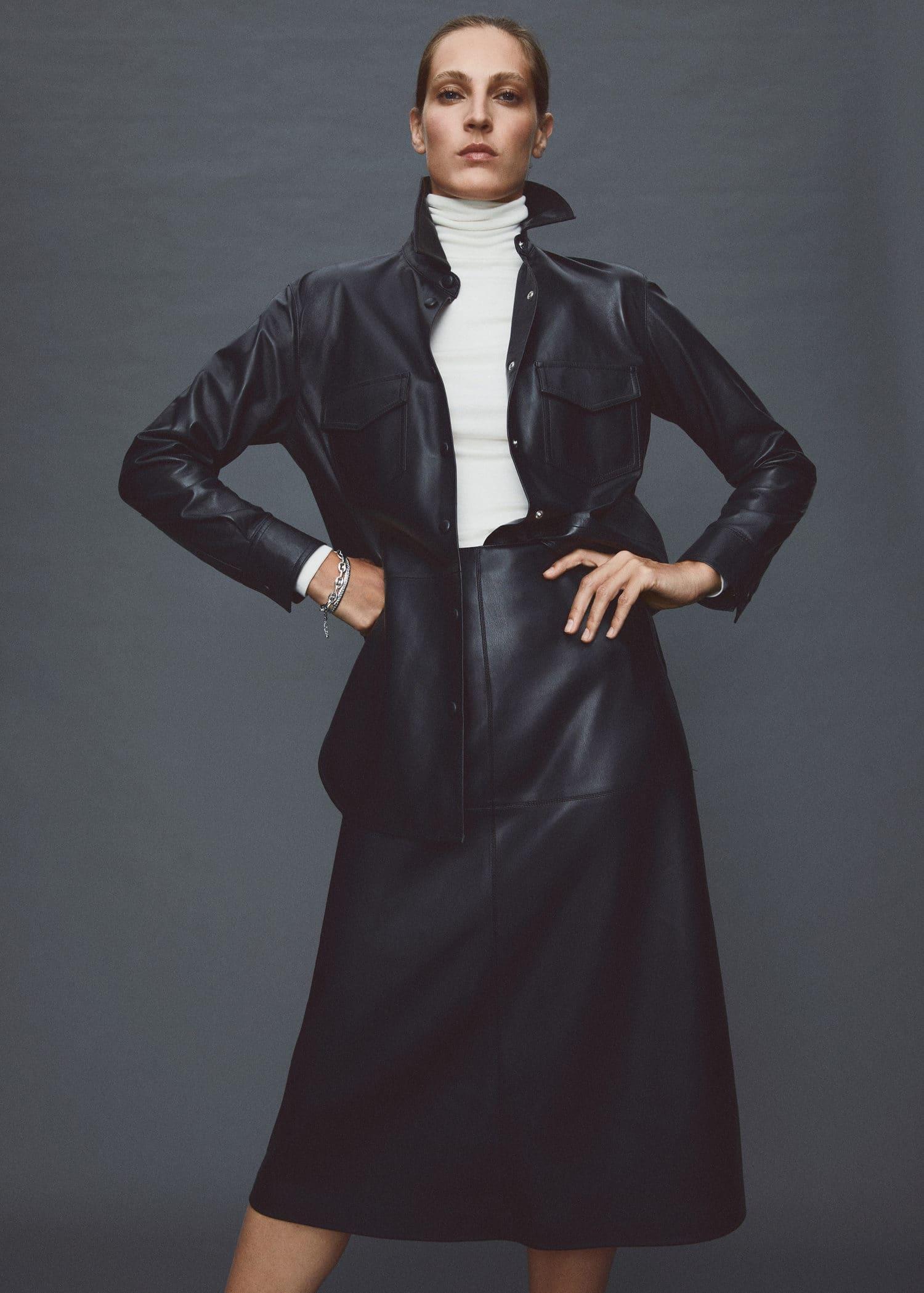 Black Faux-Leather Skirt, , large image number 4