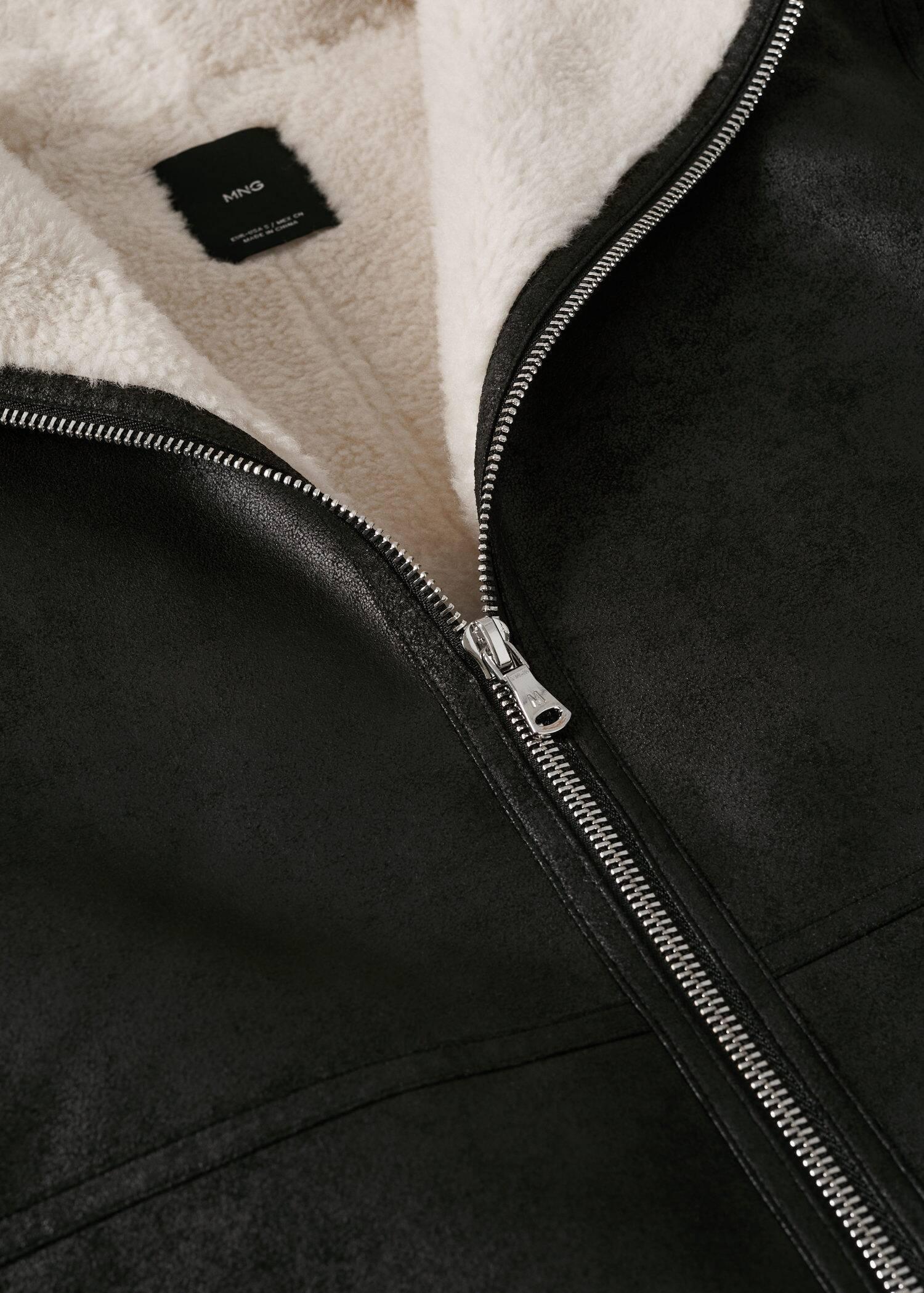 Black Faux Shearling Lining Coat, , large image number 3