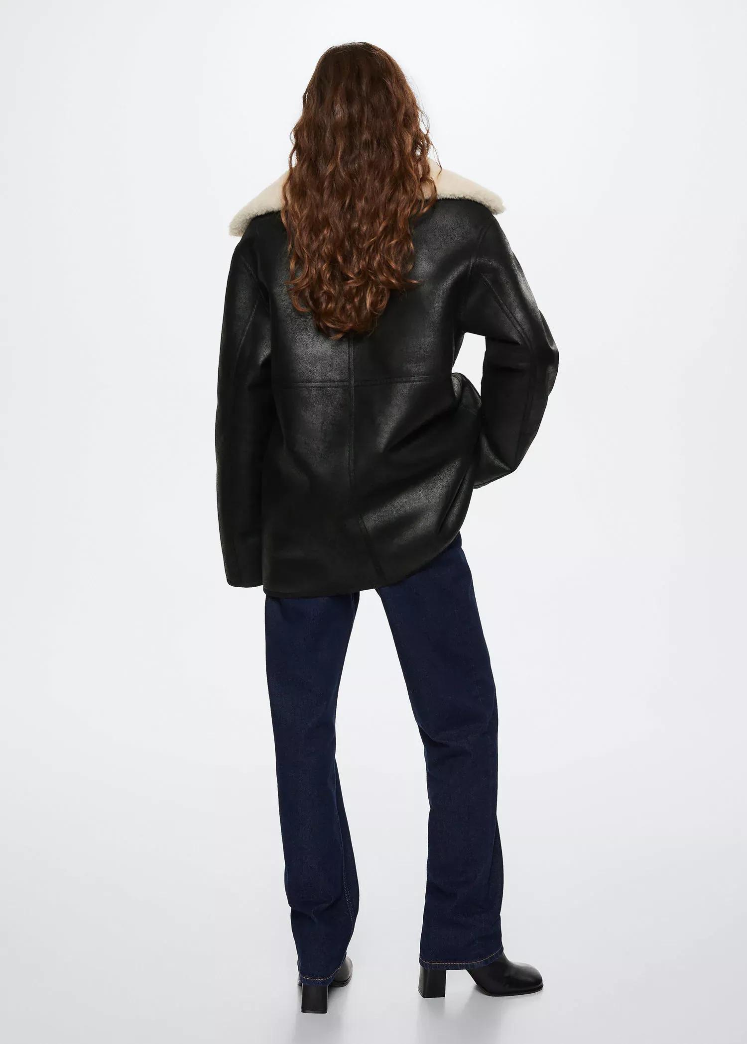 Black Faux Shearling Lining Coat, , large image number 5