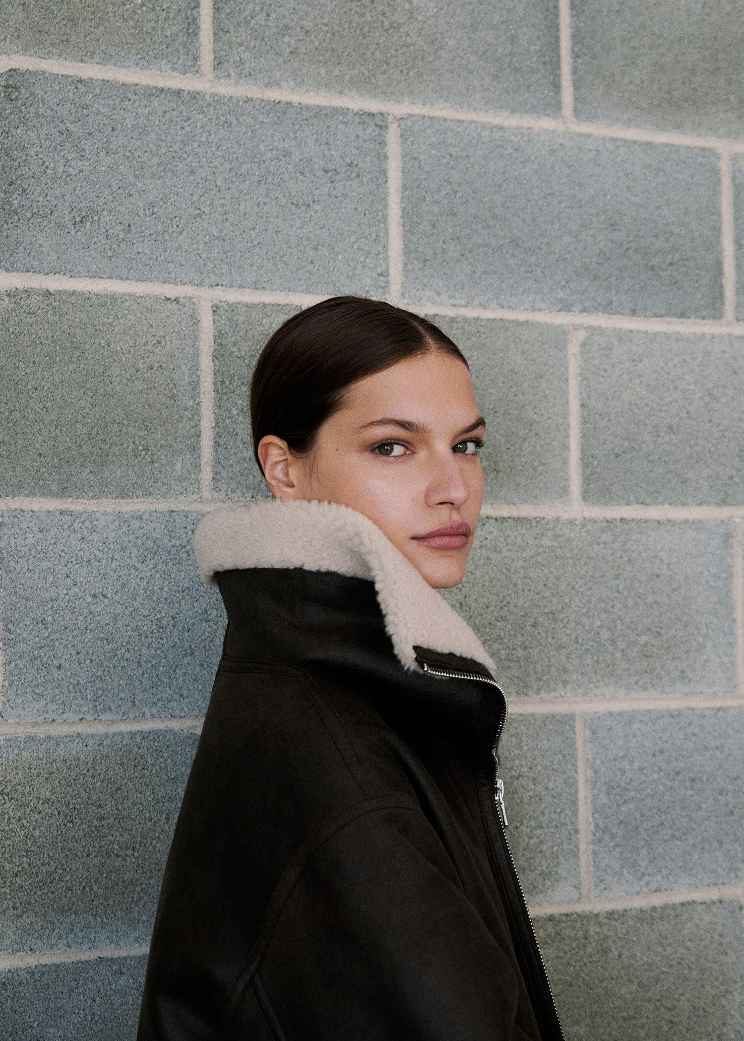Black Faux Shearling Lining Coat, , large image number 7