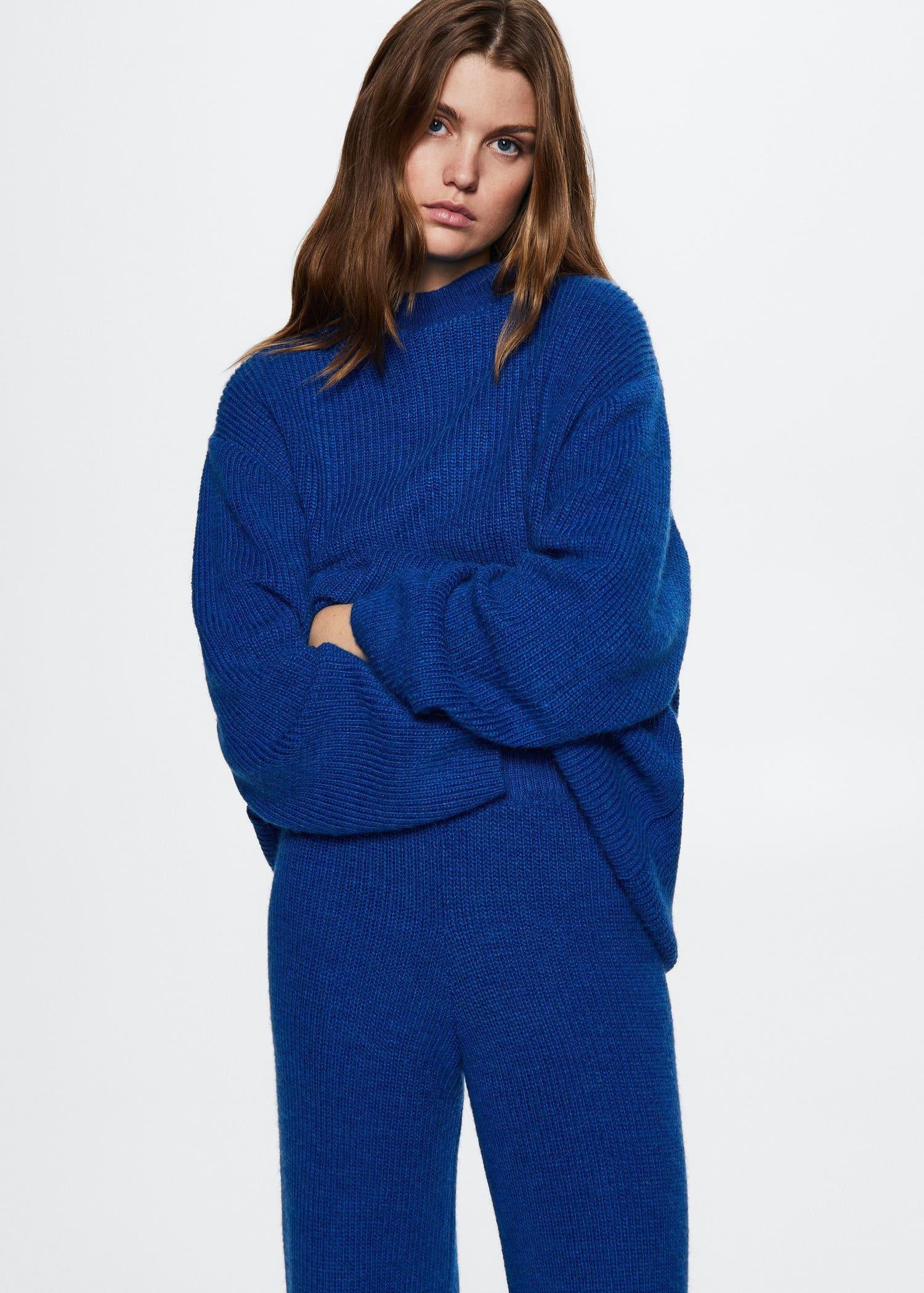 Blue Oversize Knit Sweater, , large image number 0