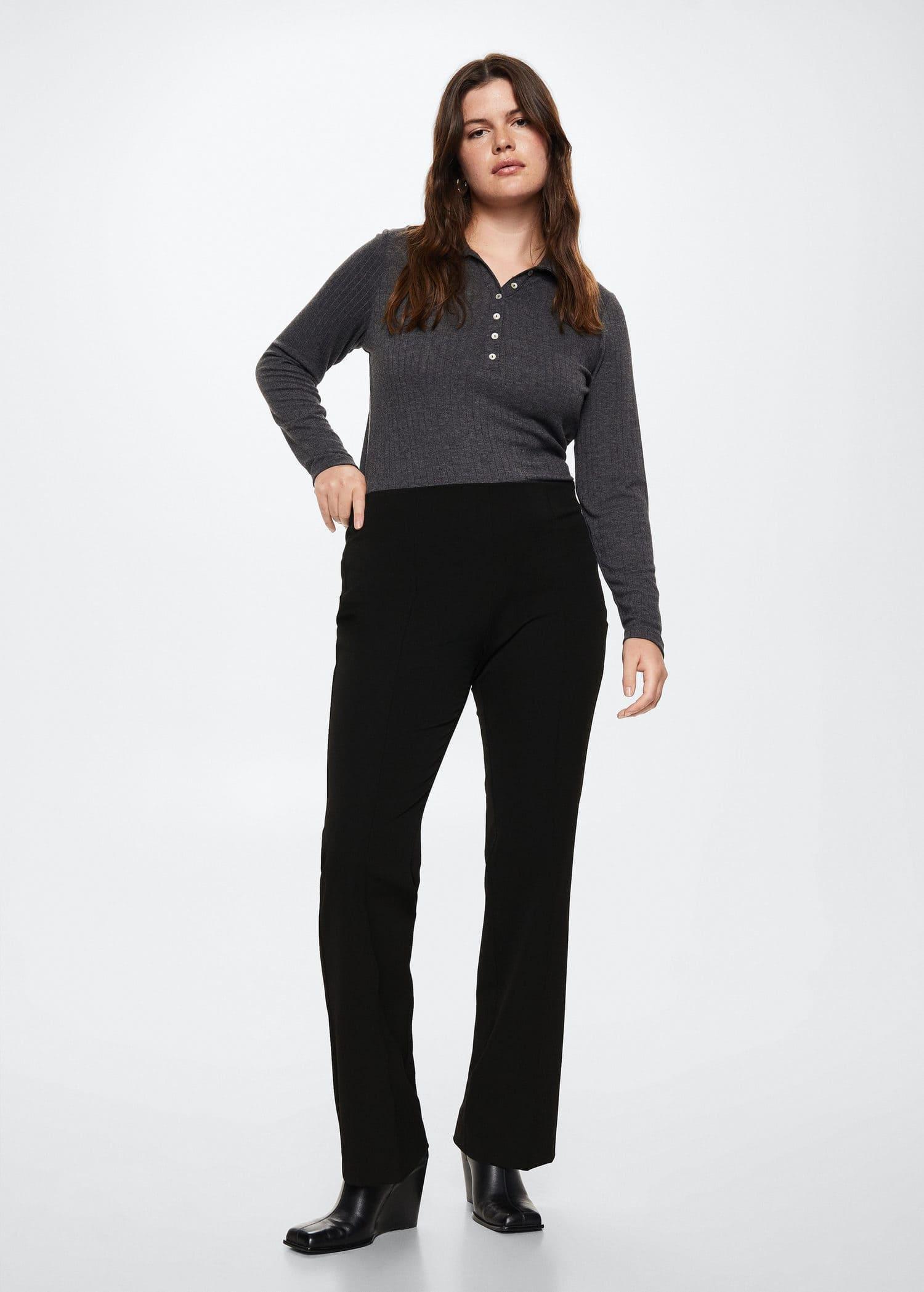 Black Straight Trousers, , large image number 0