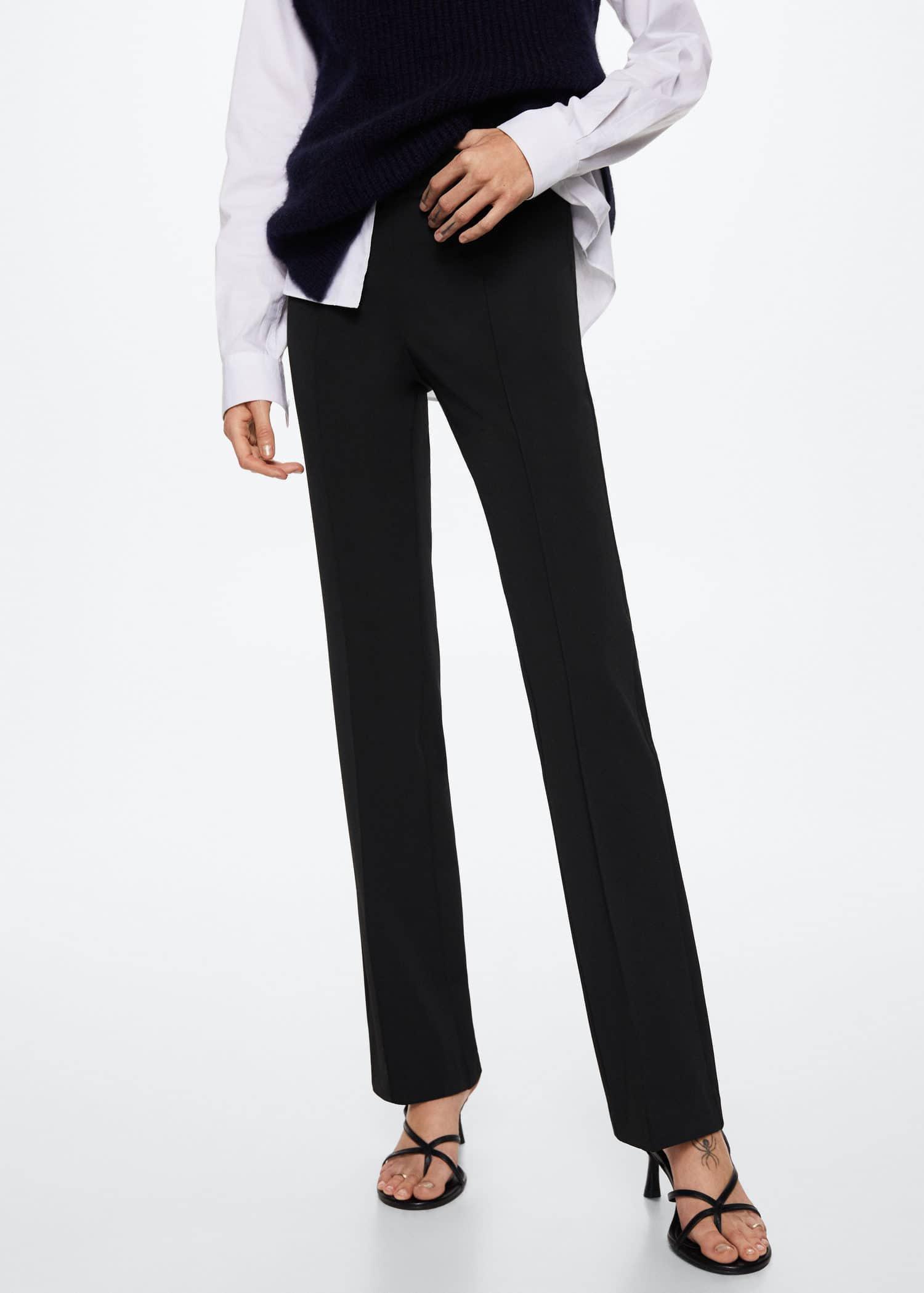 Black Straight Trousers, , large image number 1