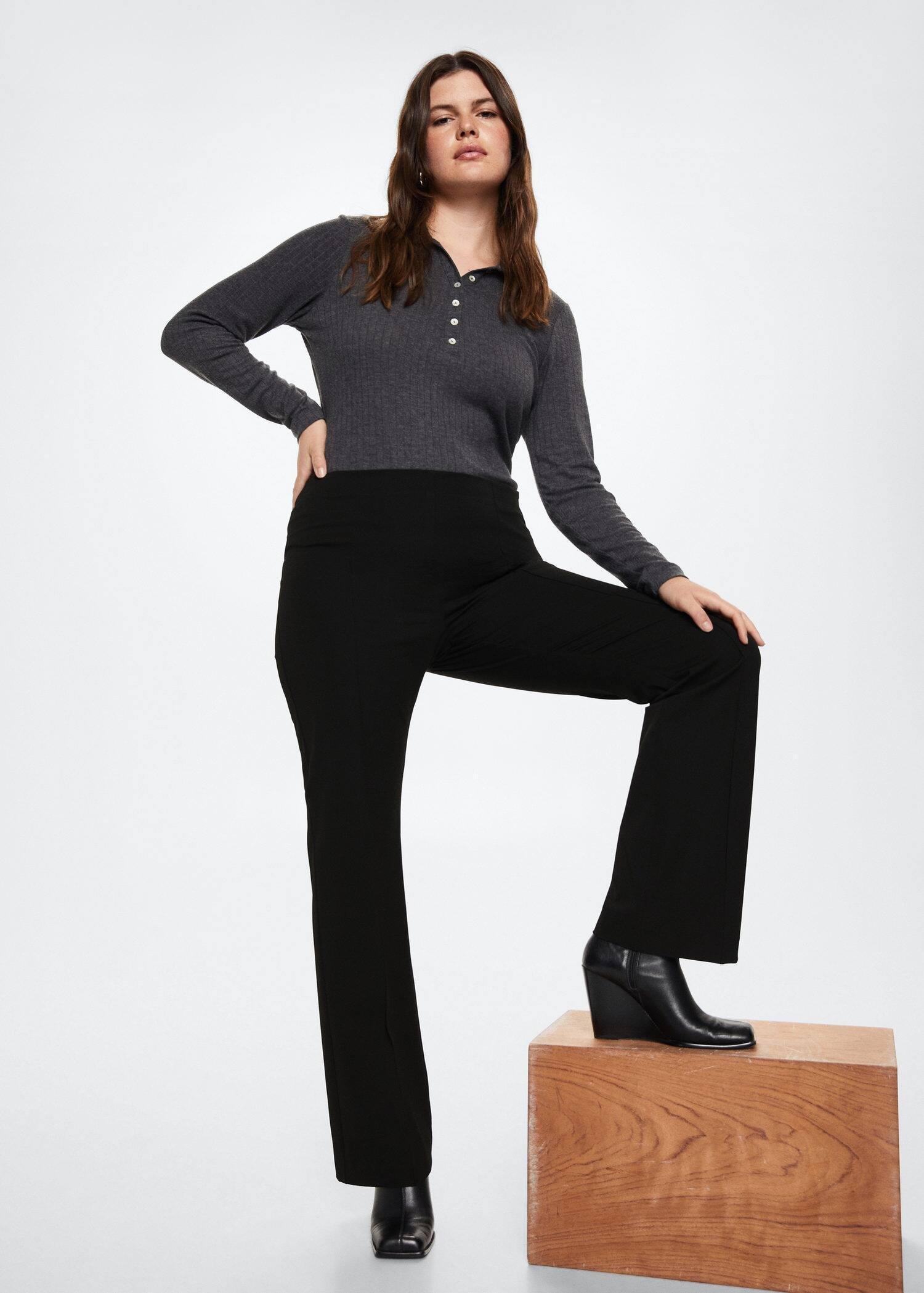 Black Straight Trousers, , large image number 3