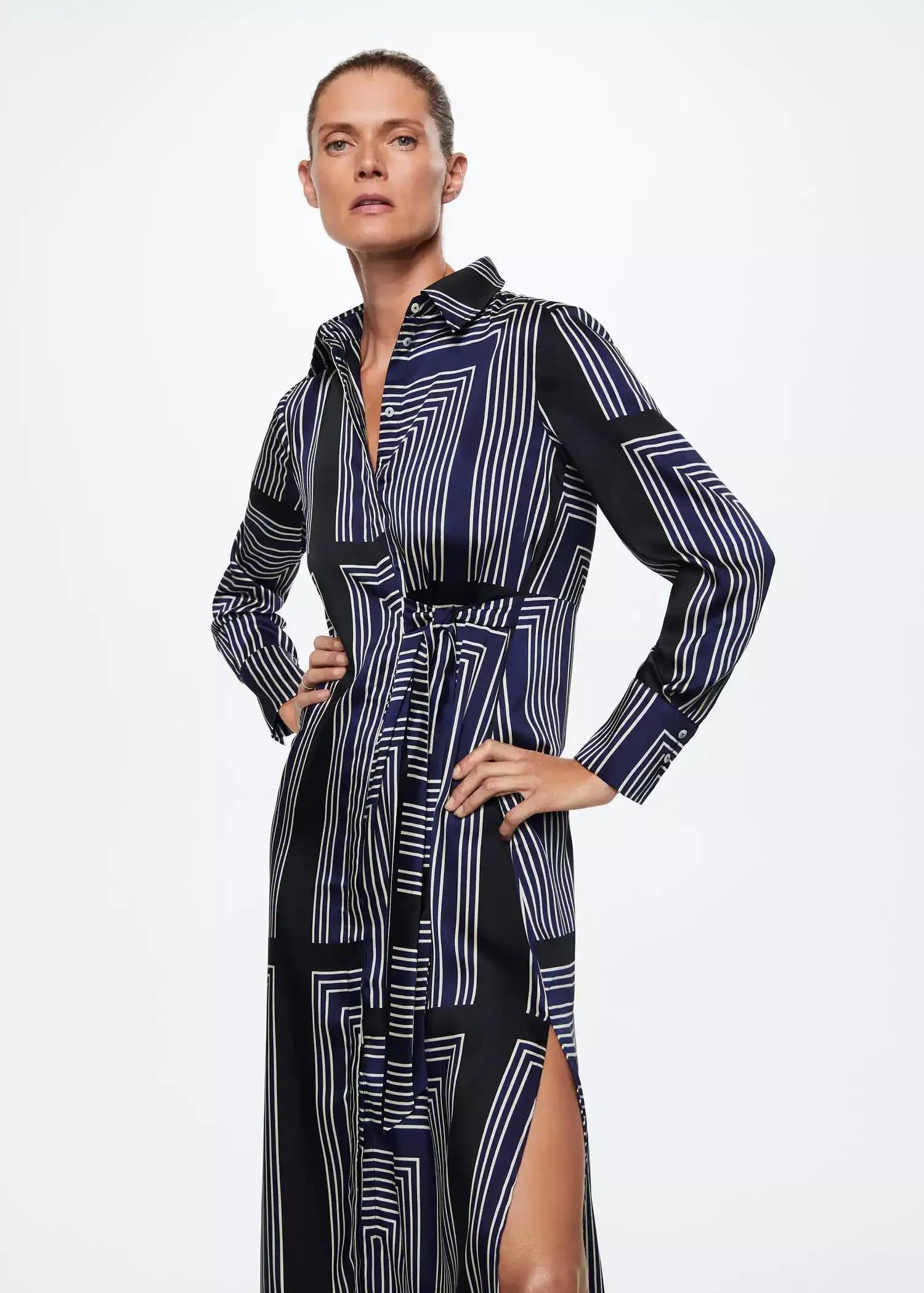 Blue Geometric Print Midi Dress, , large image number 0