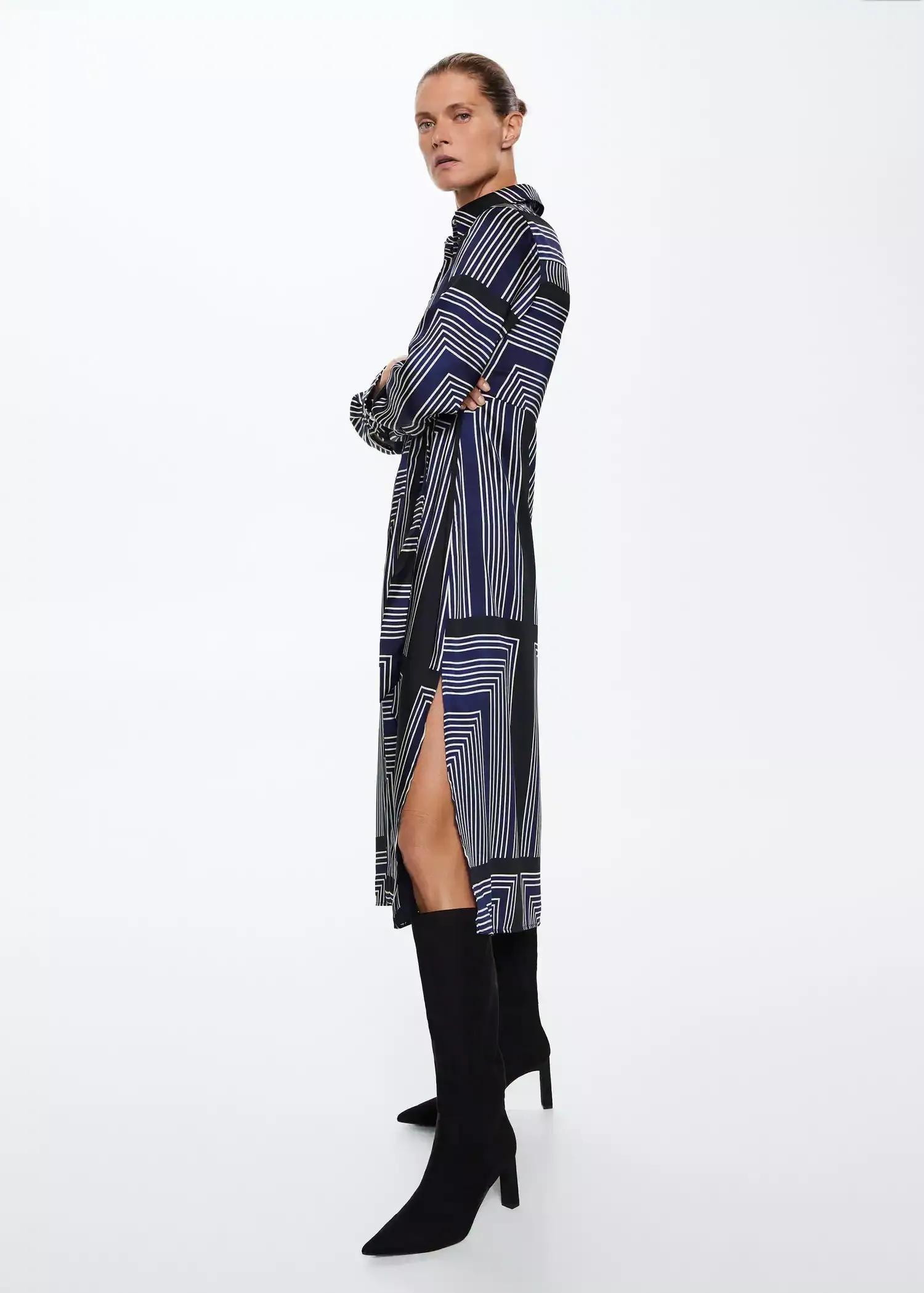 Blue Geometric Print Midi Dress, , large image number 1