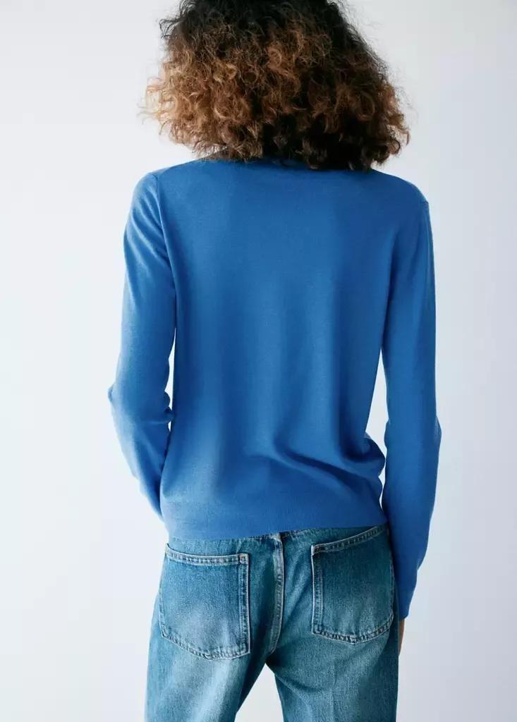 Blue Round-Neck Knitted Sweater, Bright Blue, large image number 2