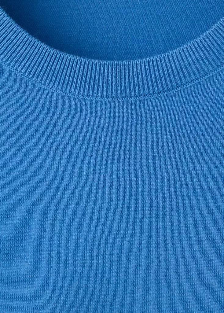 Blue Round-Neck Knitted Sweater, Bright Blue, large image number 5