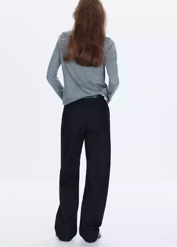 Grey Round-Neck Knitted Sweater, Grey, medium