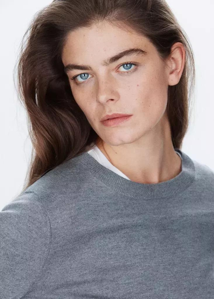 Grey Round-Neck Knitted Sweater, Grey, large image number 4