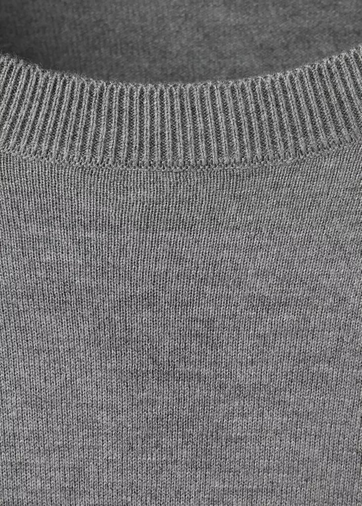 Grey Round-Neck Knitted Sweater, Grey, large image number 6