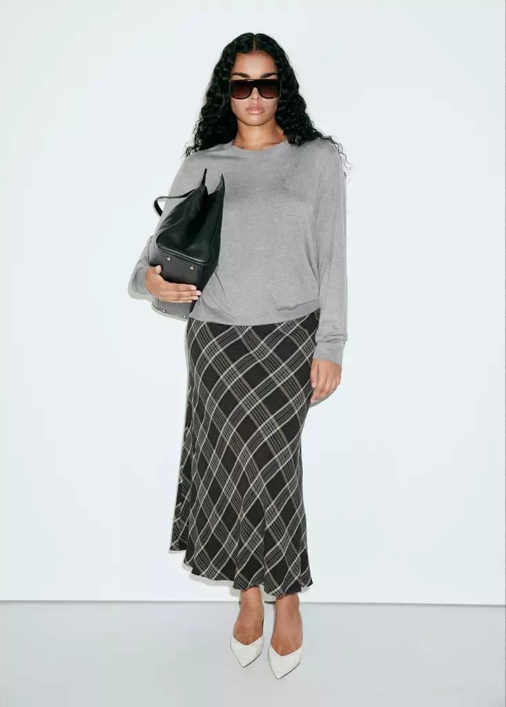 Grey Round-Neck Knitted Sweater, Grey, large image number 8