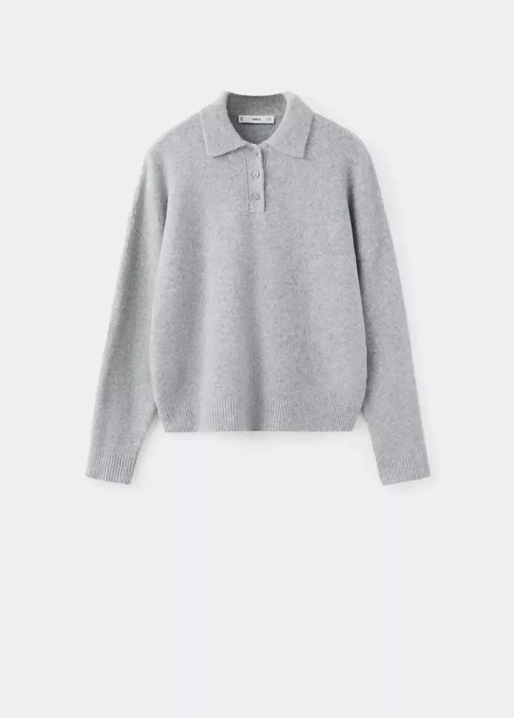 Grey Knitted Polo-Neck Sweater, Grey, large image number 3
