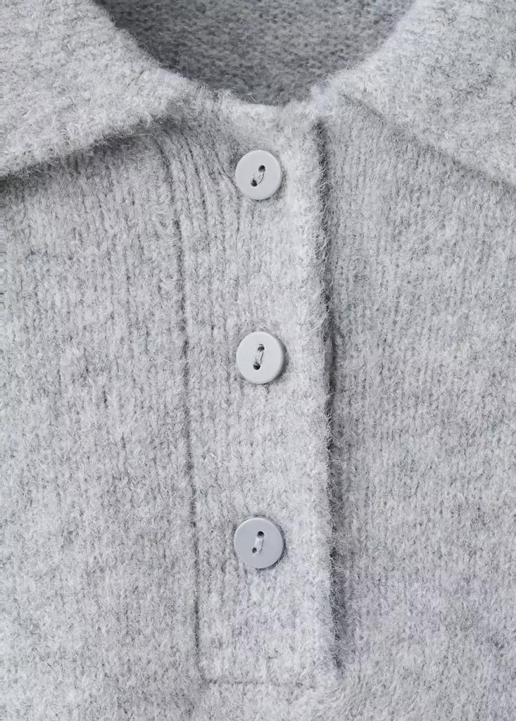 Grey Knitted Polo-Neck Sweater, Grey, large image number 4