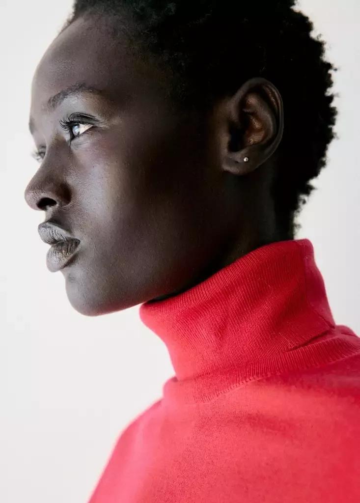 Red Turtleneck Knitted Sweater, Red, large image number 3