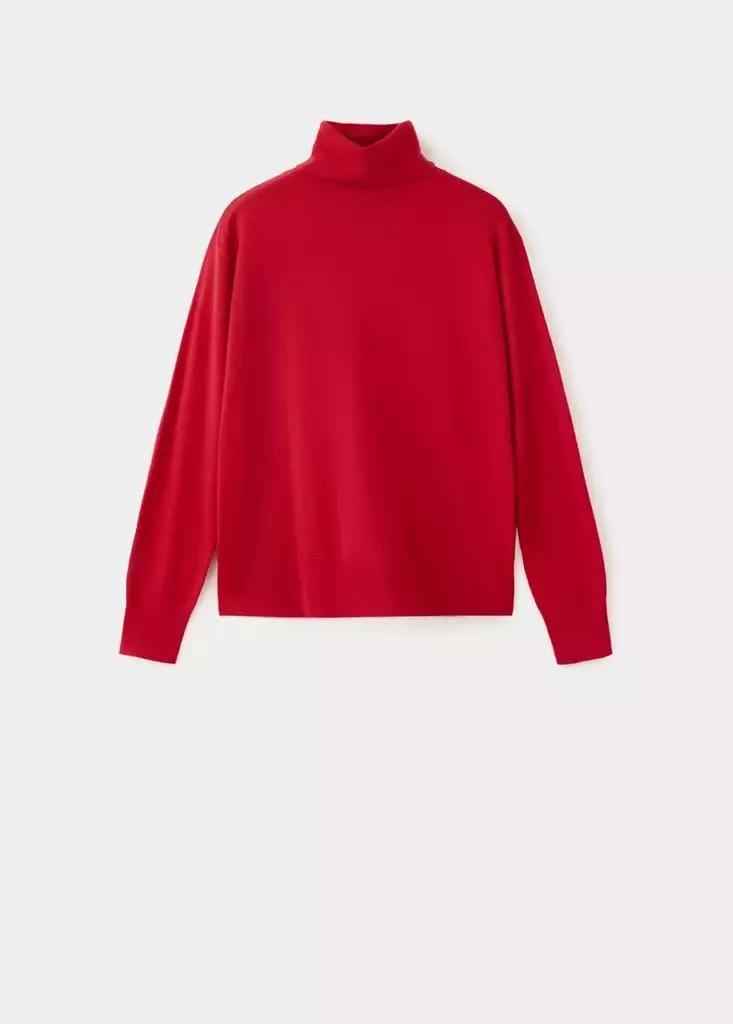Red Turtleneck Knitted Sweater, Red, large image number 4
