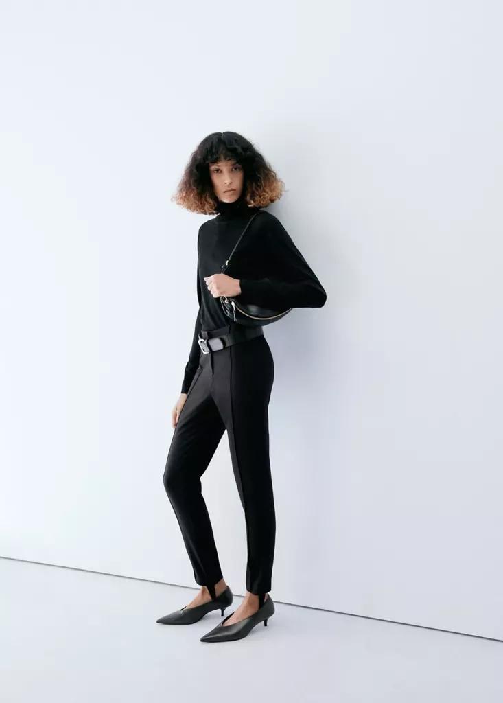 Black Turtleneck Knitted Sweater, Black, large image number 0