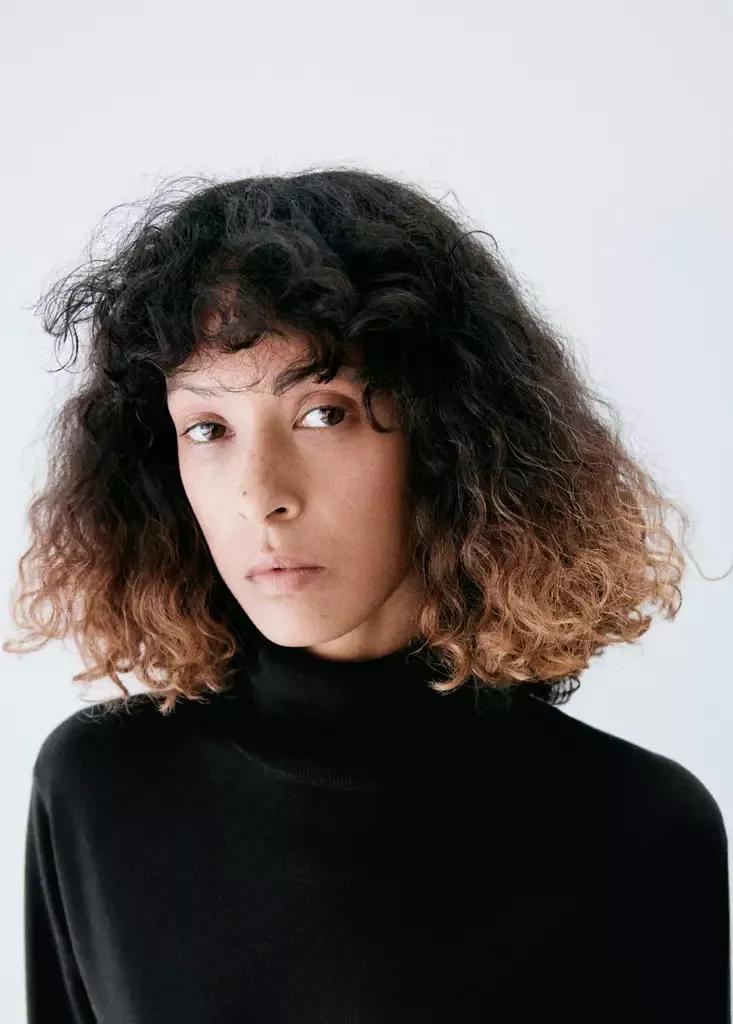 Black Turtleneck Knitted Sweater, Black, large image number 3