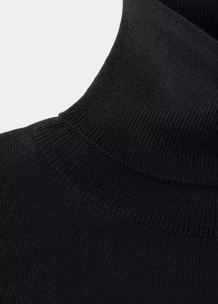 Black Turtleneck Knitted Sweater, Black, large image number 5