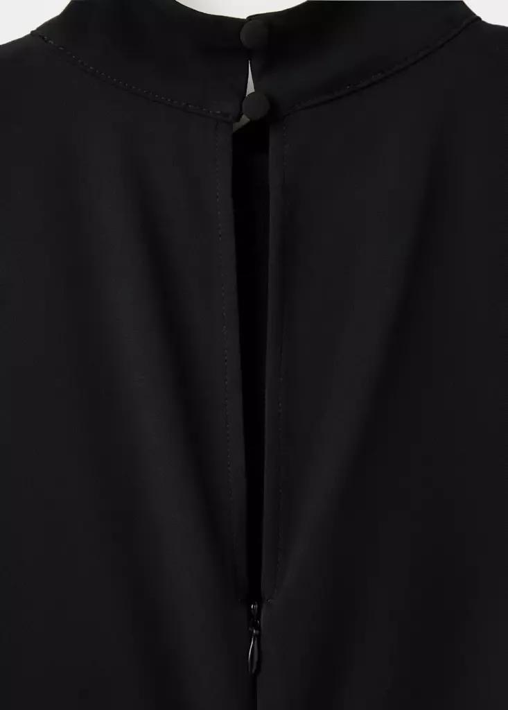 Black Gathered Funnel Neck Dress, Black, large image number 7