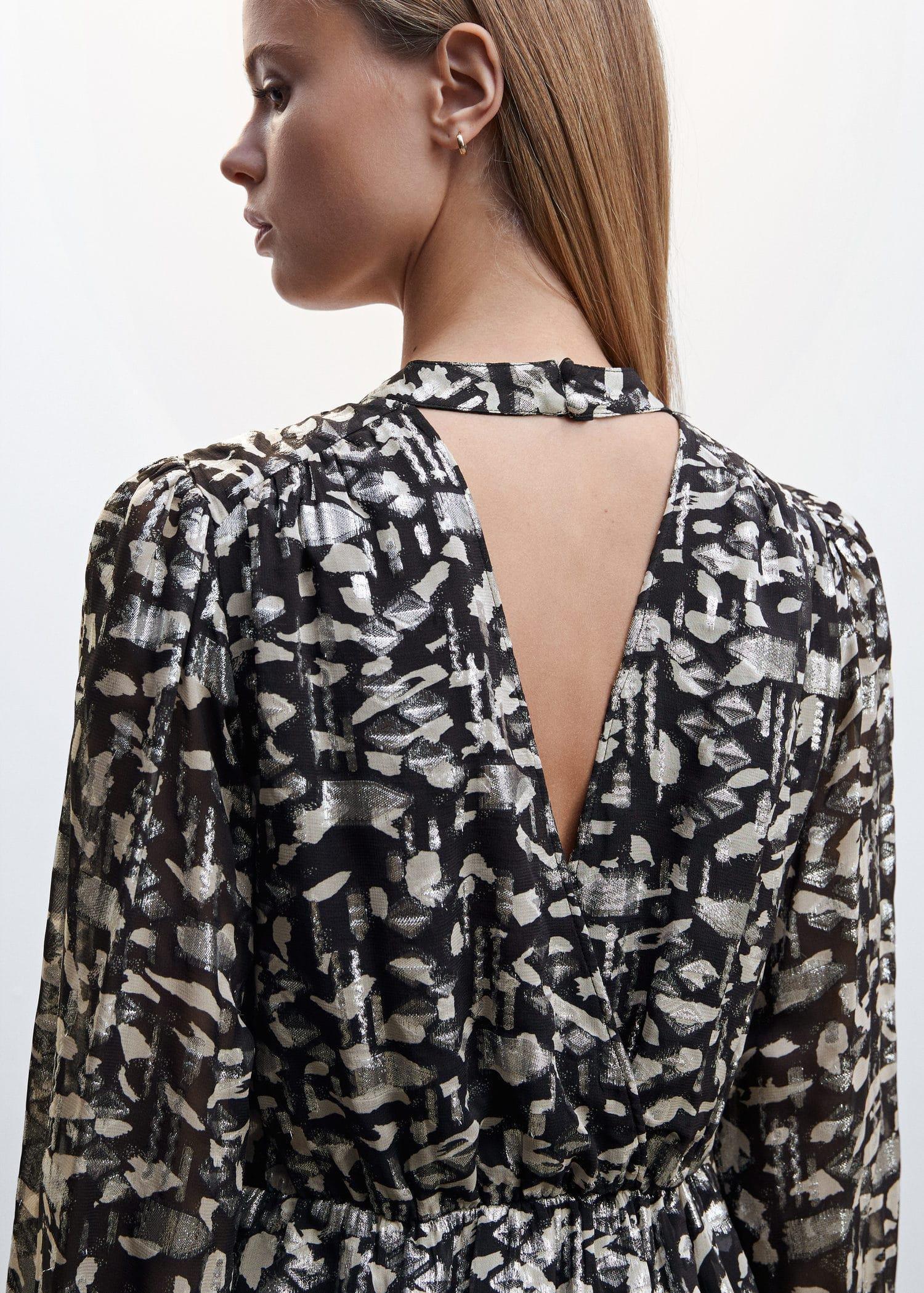 Black Metallic Details Dress, , large image number 2