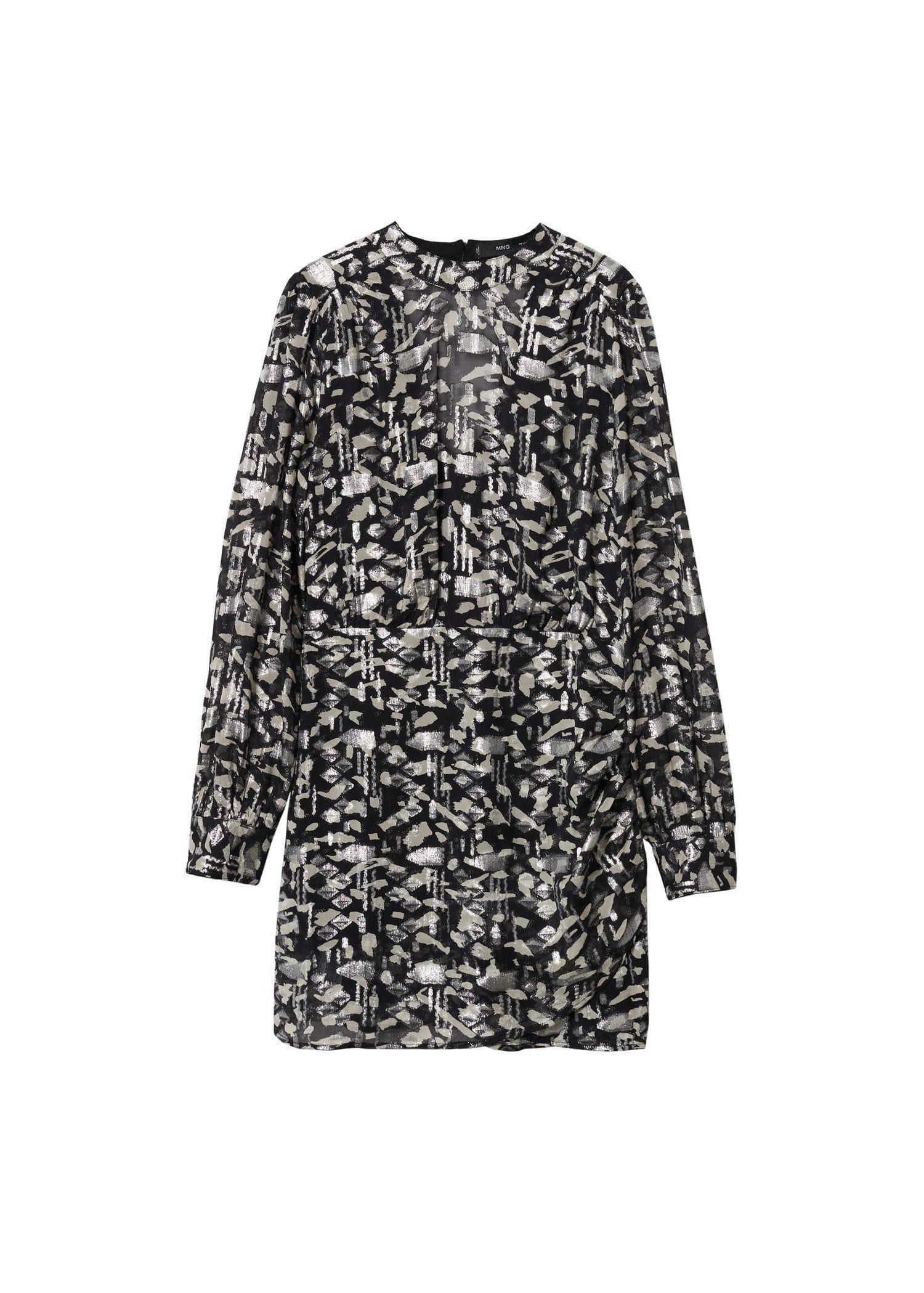 Black Metallic Details Dress, , large image number 6