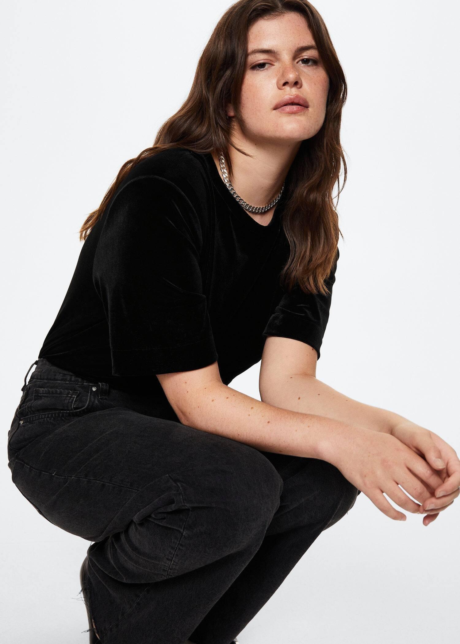 Black Velvet Shoulder Pads T-Shirt, , large image number 5
