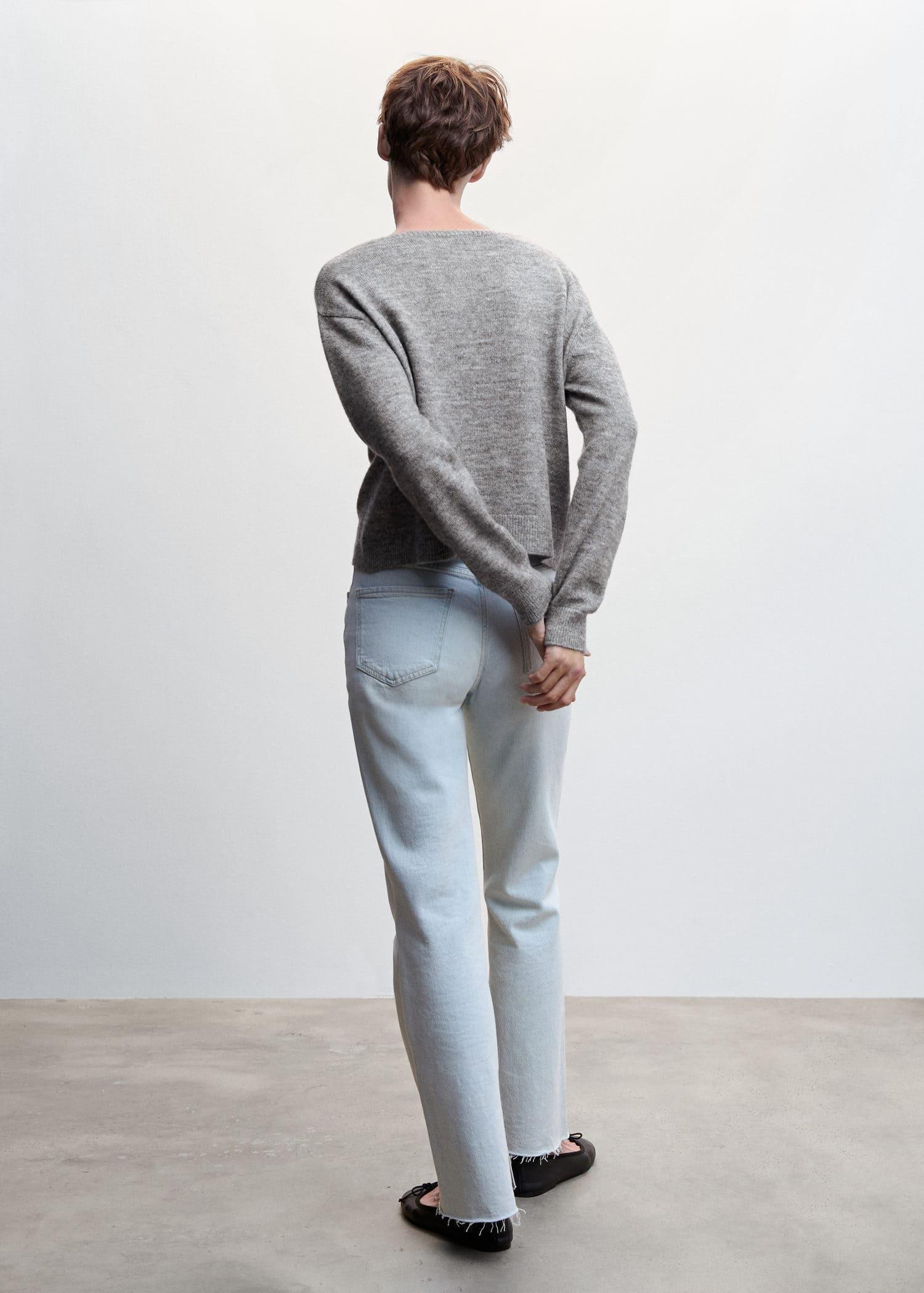 Grey V-Neck Knit Sweater, , large image number 2