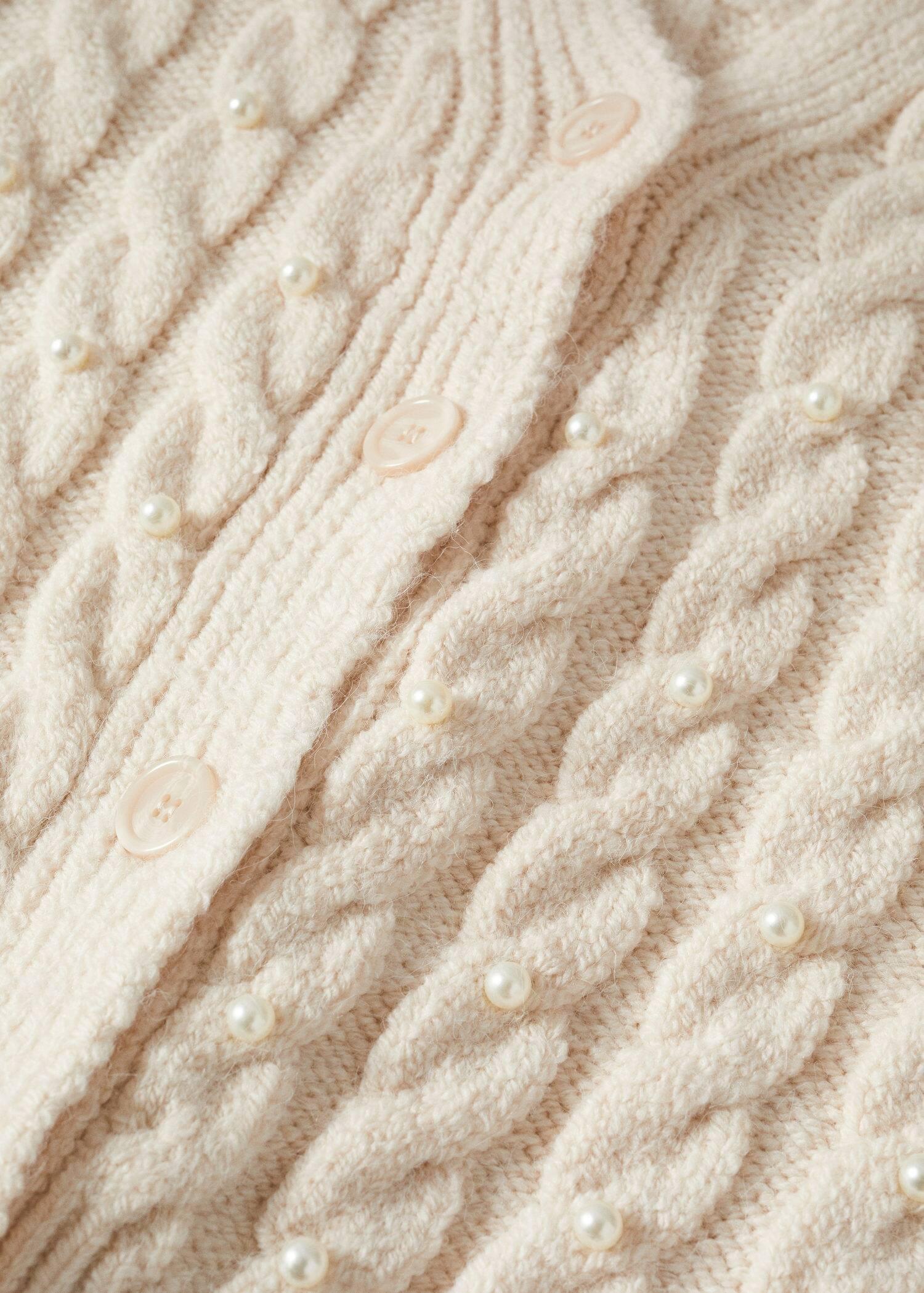 Beige Pearls Knitted Cardigan, , large image number 4