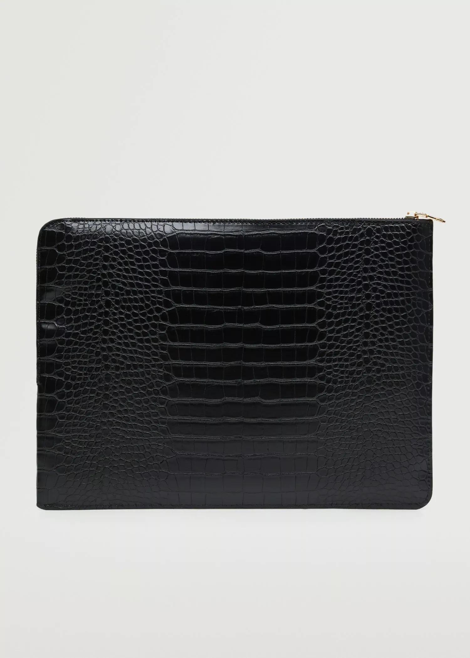 Black Croc-Effect Laptop Case, , large image number 1