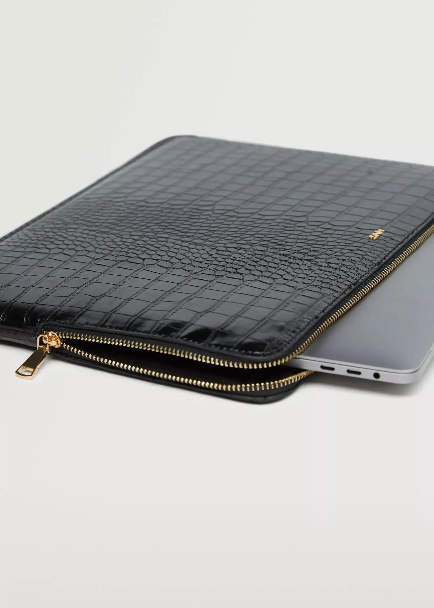 Black Croc-Effect Laptop Case, , large image number 3