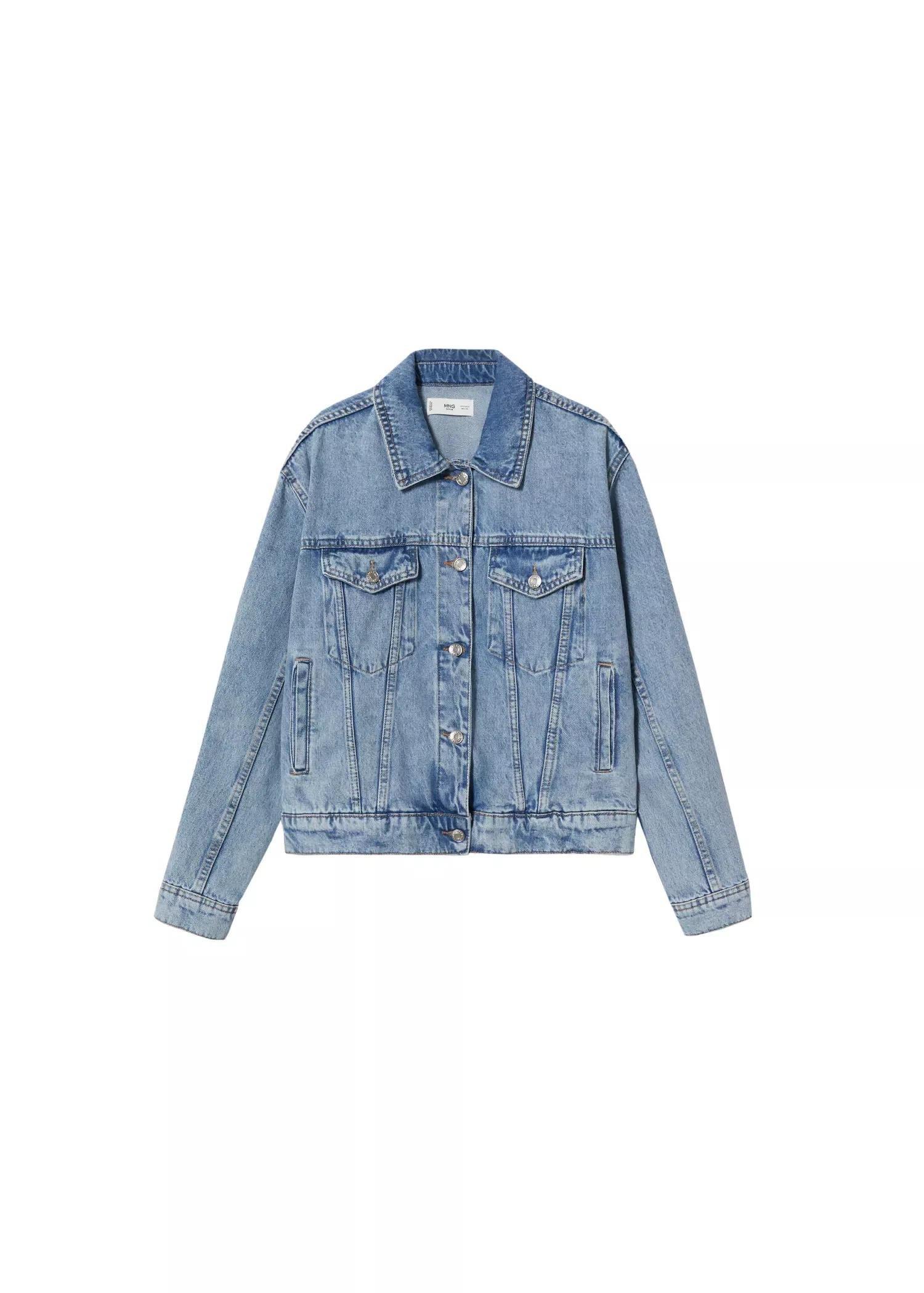 open blue Pocketed denim jacket, , large image number 1