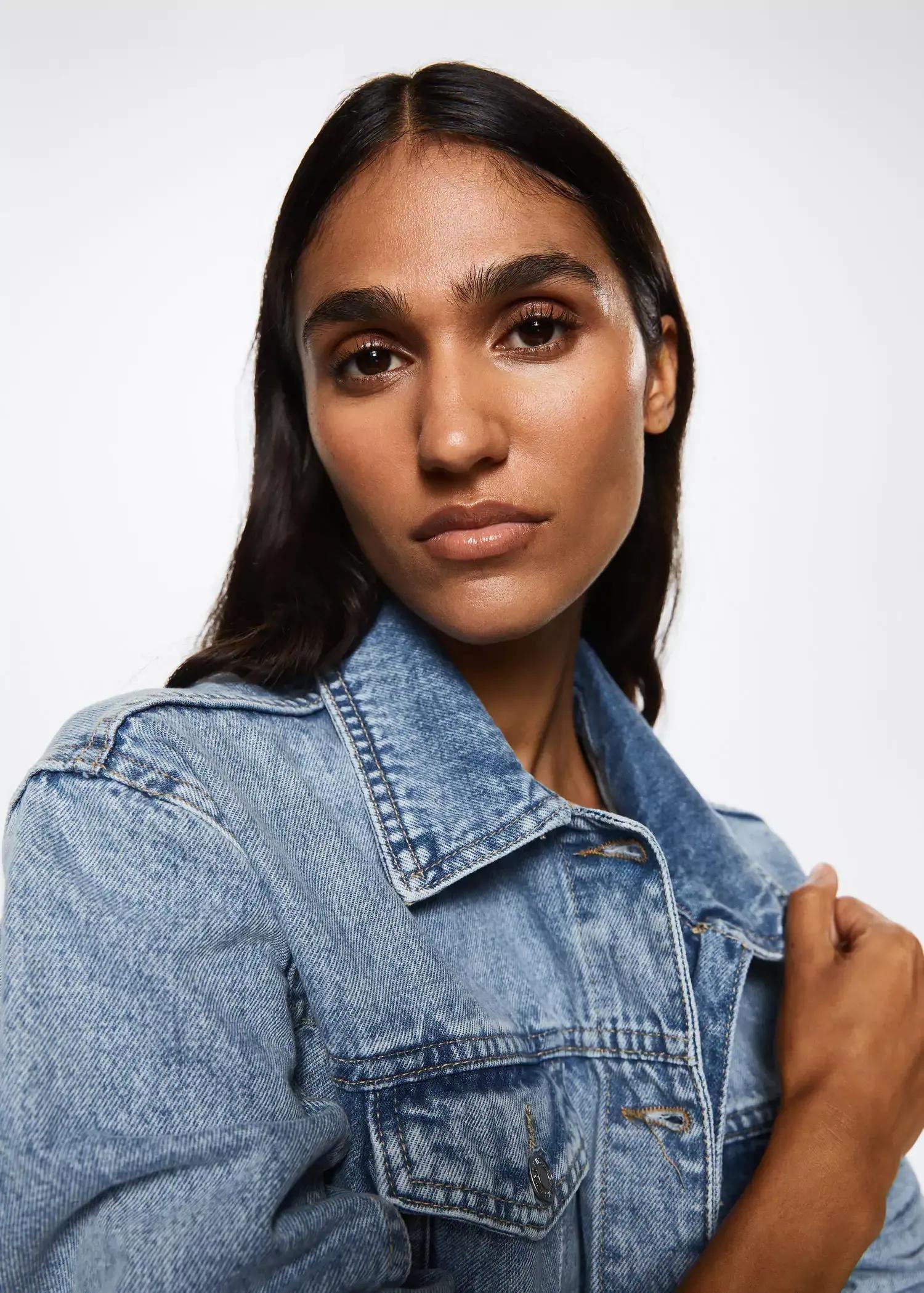 open blue Pocketed denim jacket, , large image number 2