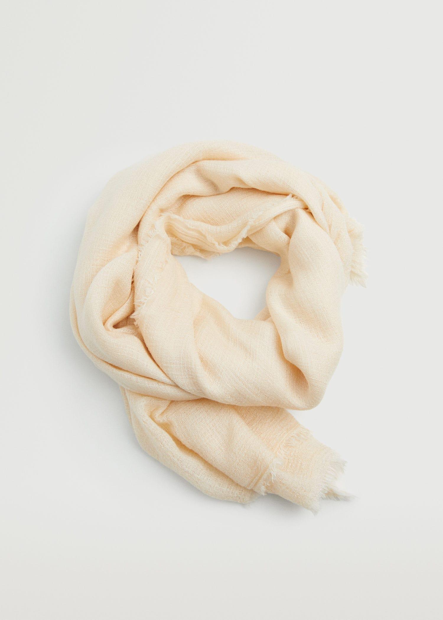 light beige Frayed edge scarf, , large image number 1
