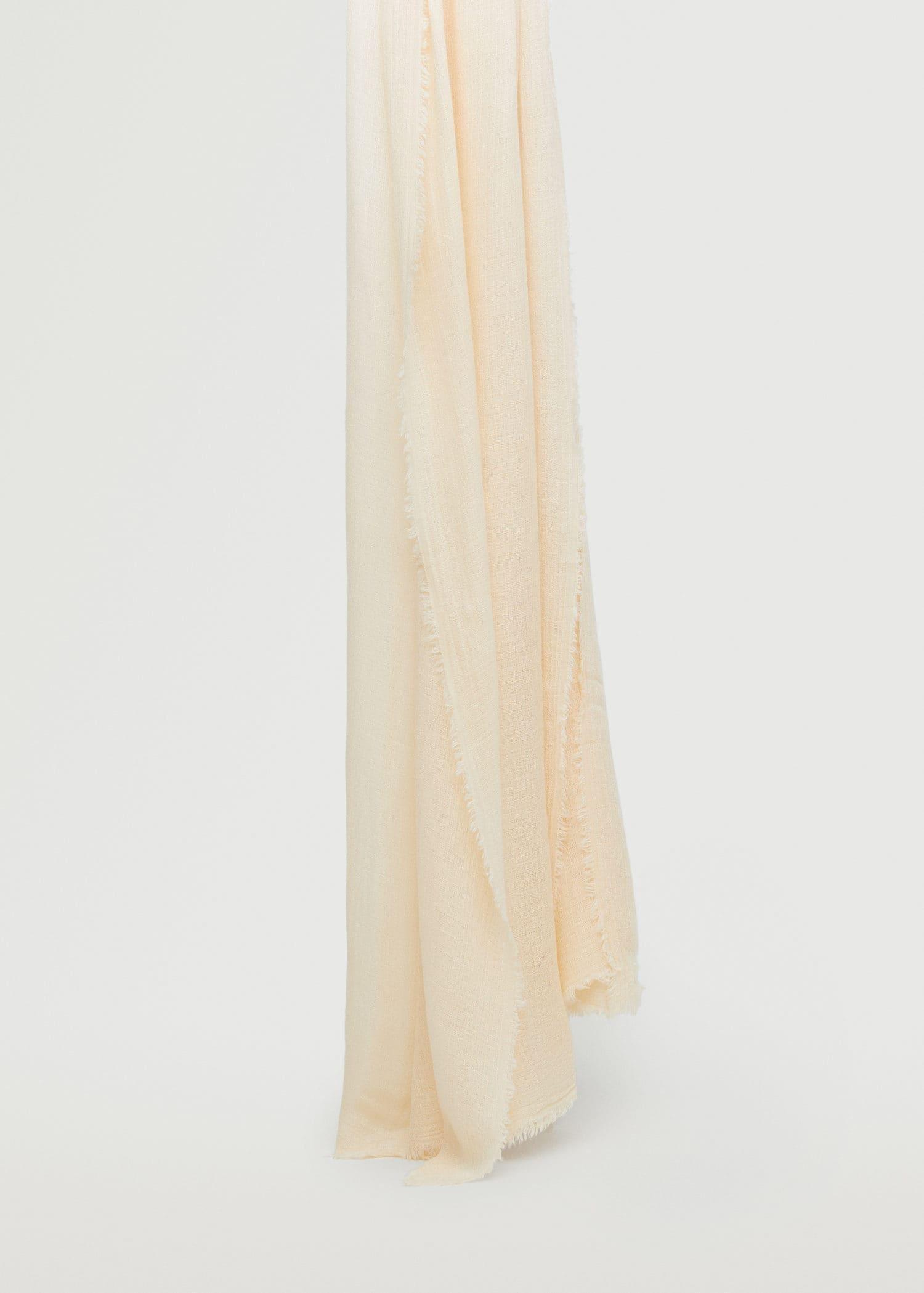 light beige Frayed edge scarf, , large image number 3