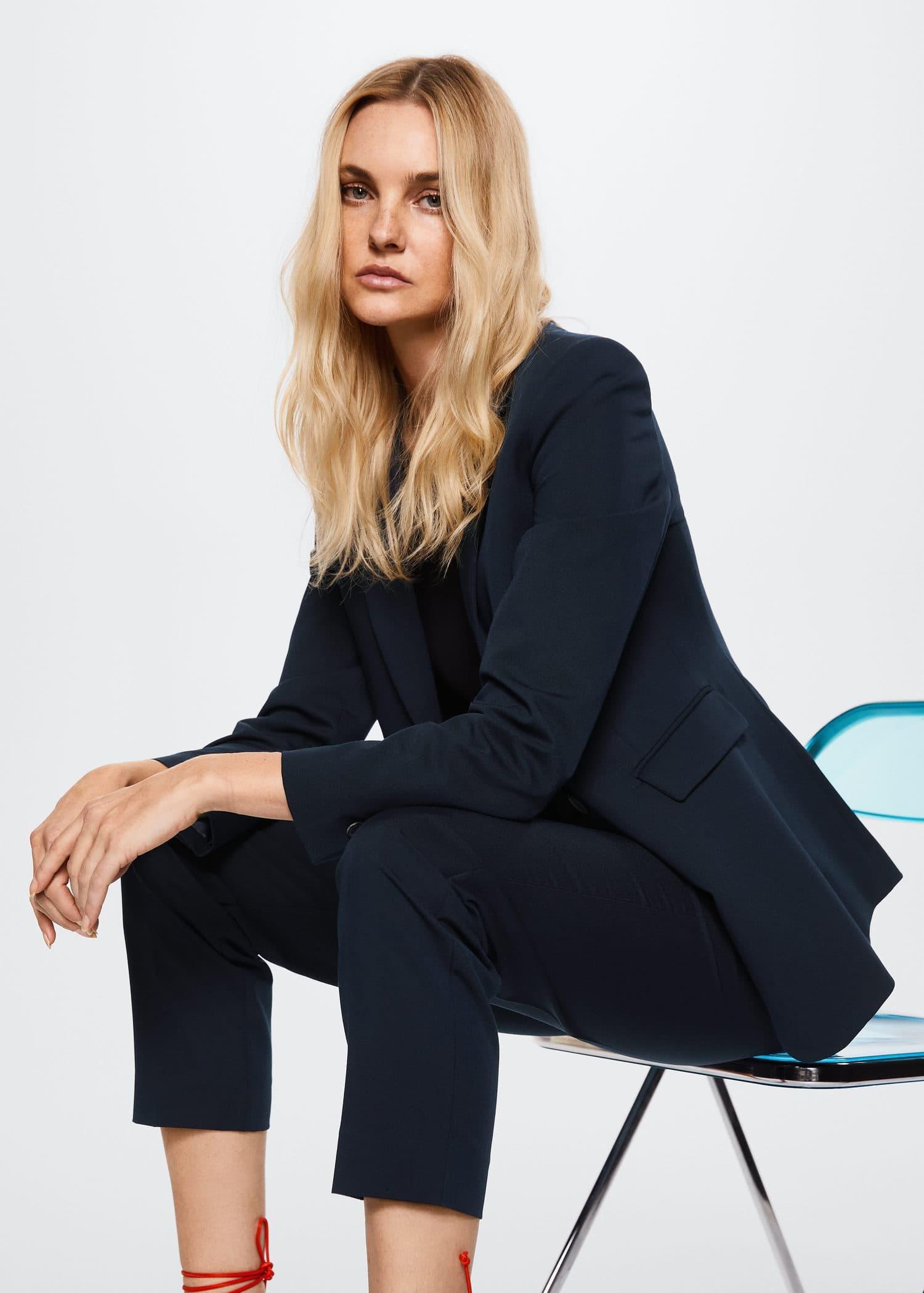 Navy Fitted Suit Jacket, , large image number 2