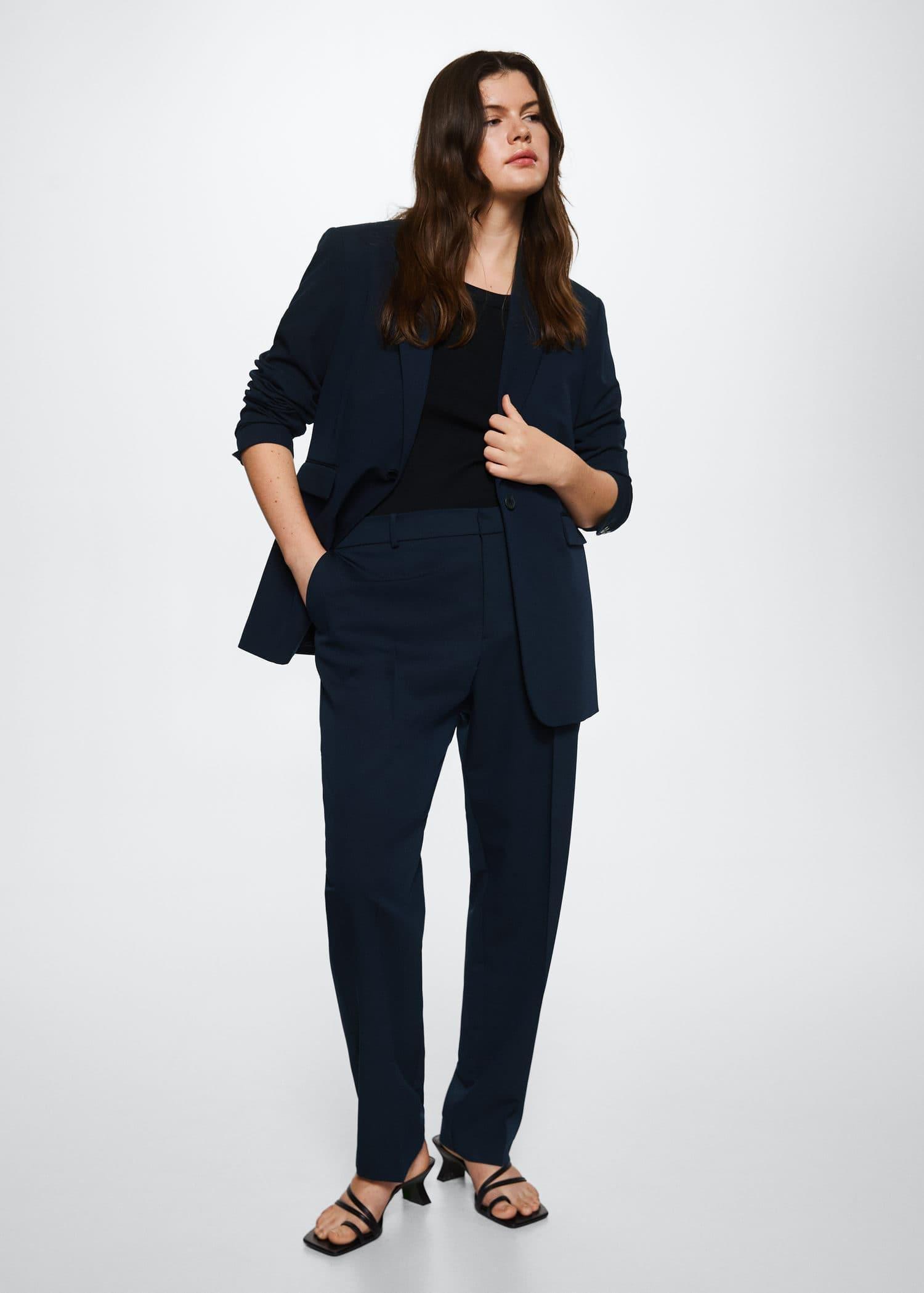 Navy Fitted Suit Jacket, , large image number 3