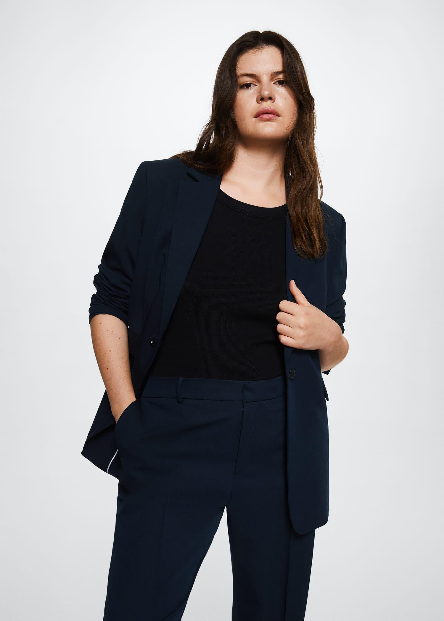 Navy Fitted Suit Jacket, , large image number 5